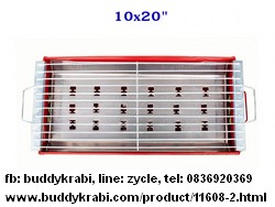 เตาย่างถ่านแบบถังผ่าครึ่ง ขาเตี้ย  RedGrill 10 x 20 นิ้ว สูง 7 นิ้ว   RG03  สีแดง