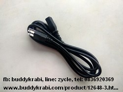 สายไฟเครื่องใช้ไฟฟ้าทั่วไป แบบ 3 รูแบน, ปลั๊กตรงขาแบน 3 ขา  3 x 1 ยาว 1.8 ม.     สีดำ