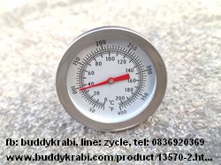 เทอร์โมมิเตอร์ (ที่วัดอุณหภูมิ) แบบเข็ม   0-200 C หน้าปัดกว้าง 5 ซม. ก้านยาว 20.5 ซม.