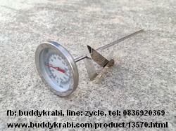 เทอร์โมมิเตอร์ (ที่วัดอุณหภูมิ) แบบเข็ม   0-200 C หน้าปัดกว้าง 5 ซม. ก้านยาว 20.5 ซม.