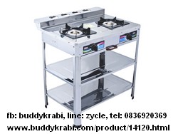เตาแก๊สตั้งพื้น (เตาชั้น) หัวคู่ Seiki  ไฟวน สเตนเลสทั้งตัว ST-650(Stainless)
