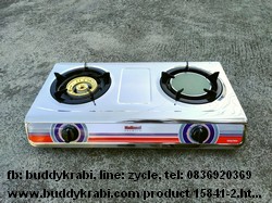 เตาแก๊สตั้งโต๊ะ (เตากล่อง) หัวคู่ KornKrit (National) หัวเตา 120, 155 มม. ทองเหลือง, อินฟราเรด  K2-F+IF