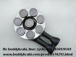 หัวเตาแก๊สบ้านแบบเหล็กหล่อ หัวปุ่ม ท่อคู่เบี่ยงซ้าย DS หัวเตา 120 มม. ตุ่มล็อคหัวเตาถึงปลายท่อยาว 175 มม.  สเตนเลส