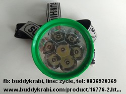 หัวไฟฉาย หลอด LED Sunshine 7 ดวง 4V หรือถ่าน AA 3 ก้อน  SL4005  สีเขียว