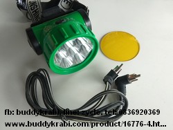 หัวไฟฉาย หลอด LED Sunshine 7 ดวง 4V หรือถ่าน AA 3 ก้อน  SL4005  สีเขียว