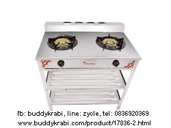 เตาแก๊สตั้งพื้น (เตาชั้น) หัวคู่ Lucky Flame   สเตนเลสทั้งตัว AT-402MC