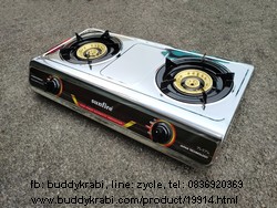 เตาแก๊สตั้งโต๊ะ (เตากล่อง) หัวคู่ SunFire หัวเตา 120 มม.  สเตนเลสทั้งตัว GS-352IR