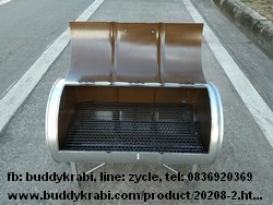 เตาย่างถ่านแบบถังผ่าครึ่ง ขาสูง มีฝาปิด  SPP 060 ลิตร ตะแกรงย่าง 35 x 54 ซม. สูง 93 ซม.