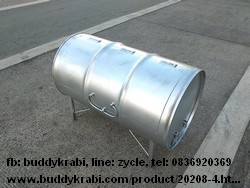 เตาย่างถ่านแบบถังผ่าครึ่ง ขาสูง มีฝาปิด  SPP 060 ลิตร ตะแกรงย่าง 35 x 54 ซม. สูง 93 ซม.