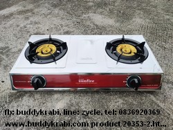 เตาแก๊สตั้งโต๊ะ (เตากล่อง) หัวคู่ SunFire หัวเตาเหล็กหล่อ 110 มม.  สเตนเลสทั้งตัว, คานสเตนเลส GSS-592L (หัวเตาเหล็กหล่อ)