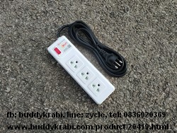 รางปลั๊ก 1 x 3 ช่อง Sun 3 ม. VCT 3 x 1 10A 2300W 1 สวิทช์ ขาทองเหลือง ST-313