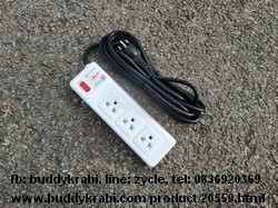 รางปลั๊ก 1 x 3 ช่อง Sun 5 ม. VCT 3 x 1 10A 2300W 1 สวิทช์ ขาทองเหลือง ST-315