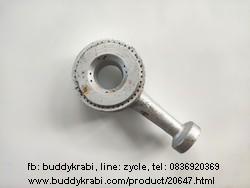 หัวเตาแก๊สบ้านแบบเหล็กหล่อ ท่อเดี่ยว  หัวเตา 90 มม. ตุ่มล็อคหัวเตาถึงปลายท่อยาว 160 มม.     สีเงิน