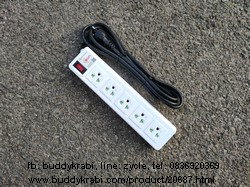 รางปลั๊ก 1 x 5 ช่อง Sun 3 ม. VCT 3 x 1 10A 2300W 1 สวิทช์ ขาทองเหลือง ST-513