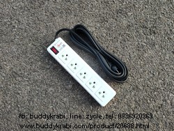 รางปลั๊ก 1 x 5 ช่อง Sun 5 ม. VCT 3 x 1 10A 2300W 1 สวิทช์ ขาทองเหลือง ST-515