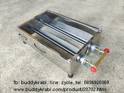 เตาสเต็ก (กริล, เบอร์เกอร์) แก๊ส เปล่าๆ ไม่มีกระทะ  12 x 20 นิ้ว 2 ท่อแก๊ส
